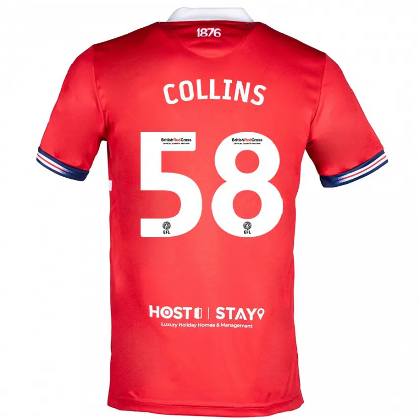 Danxen Niño Camiseta Sam Collins #58 Rojo 1ª Equipación 2023/24 La Camisa