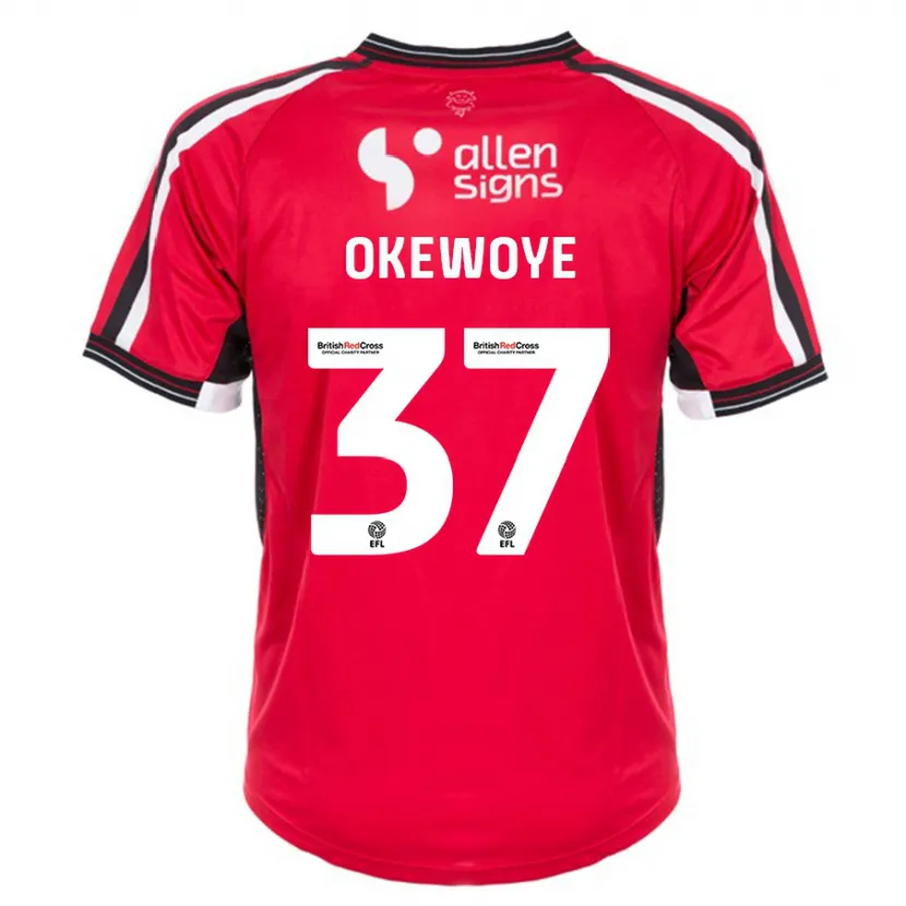 Danxen Niño Camiseta Gbolahan Okewoye #37 Rojo 1ª Equipación 2023/24 La Camisa