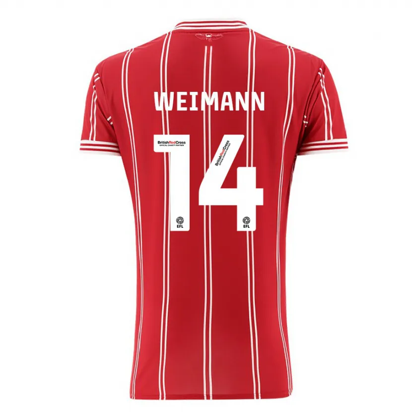 Danxen Niño Camiseta Andreas Weimann #14 Rojo 1ª Equipación 2023/24 La Camisa