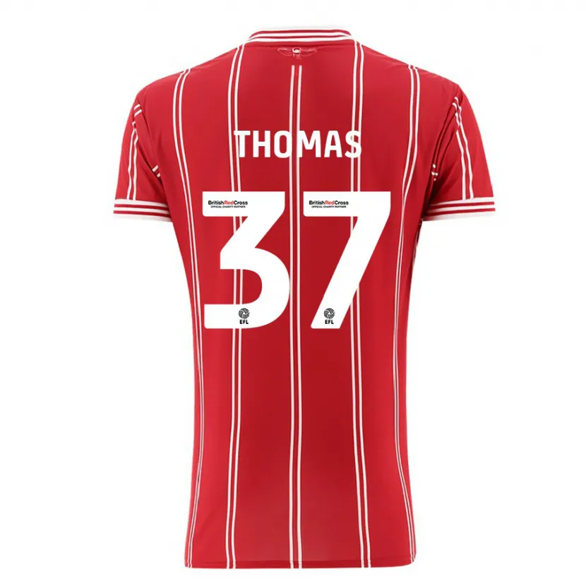 Danxen Niño Camiseta Olly Thomas #37 Rojo 1ª Equipación 2023/24 La Camisa