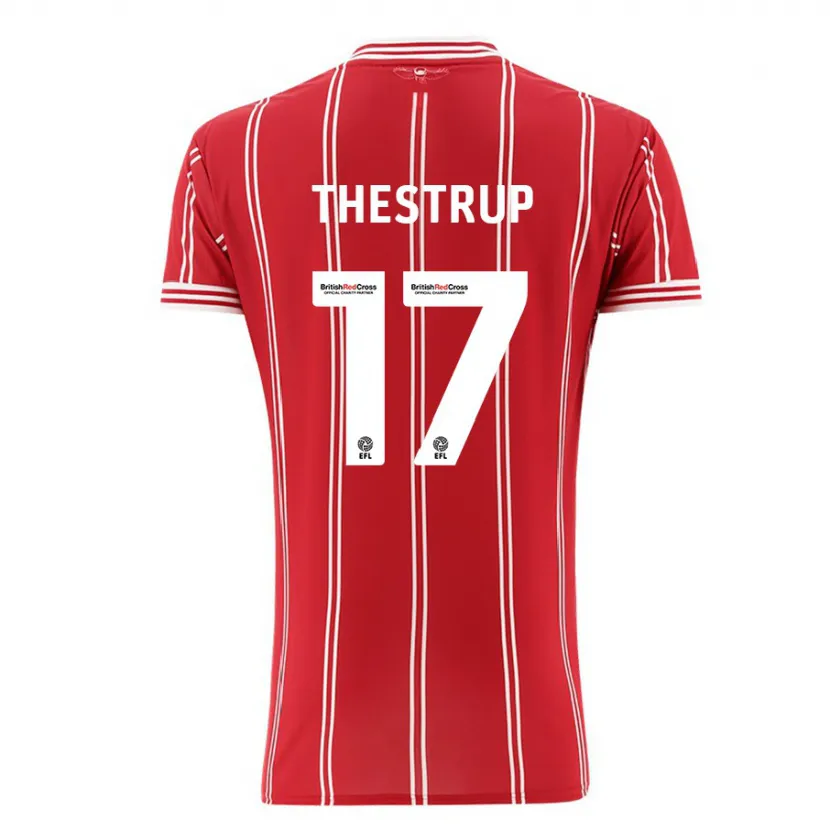 Danxen Niño Camiseta Amalie Thestrup #17 Rojo 1ª Equipación 2023/24 La Camisa