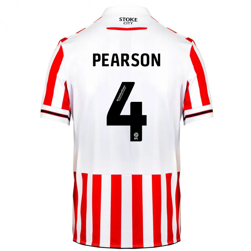 Danxen Niño Camiseta Ben Pearson #4 Rojo Blanco 1ª Equipación 2023/24 La Camisa