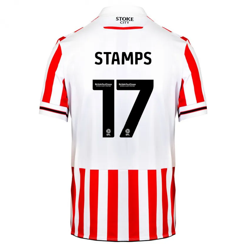 Danxen Niño Camiseta Shannon Stamps #17 Rojo Blanco 1ª Equipación 2023/24 La Camisa