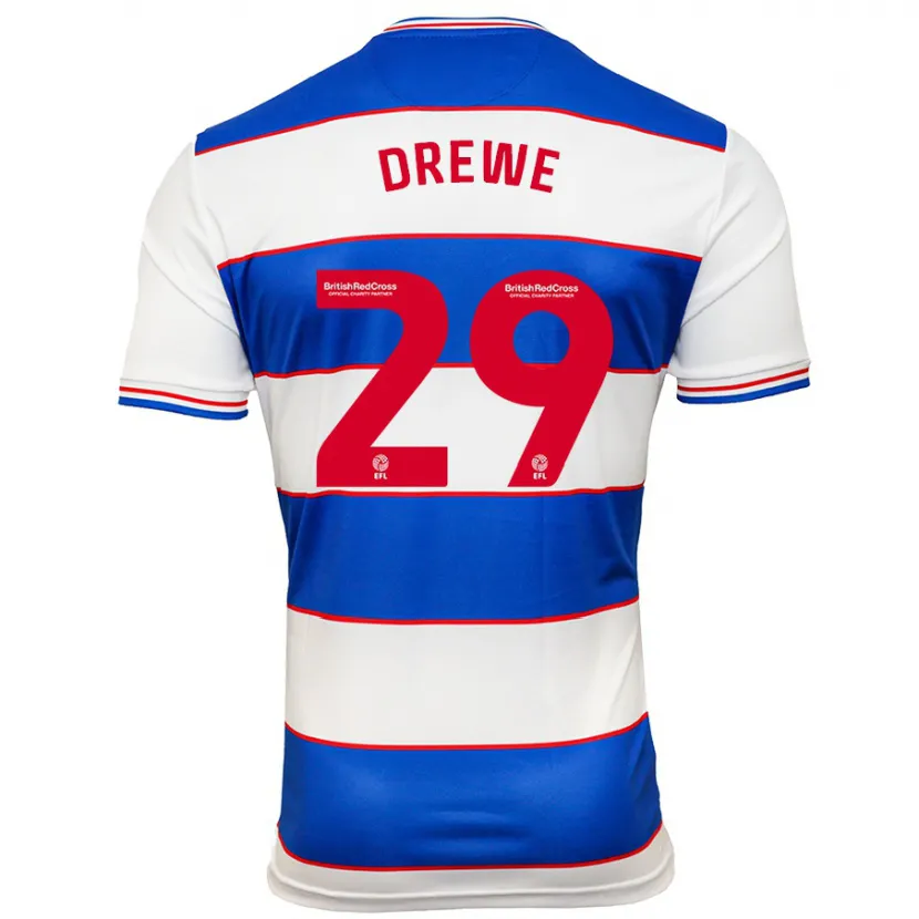 Danxen Niño Camiseta Aaron Drewe #29 Blanco Azul 1ª Equipación 2023/24 La Camisa