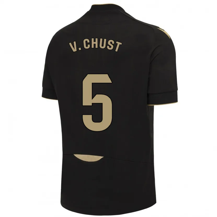 Danxen Niño Camiseta Víctor Chust #5 Negro 2ª Equipación 2023/24 La Camisa