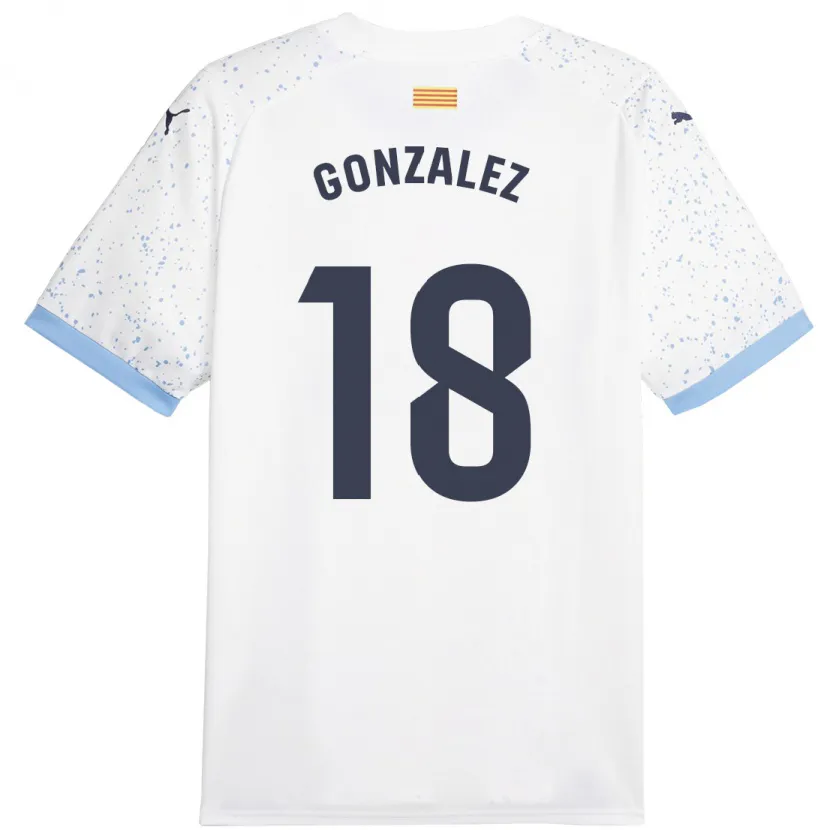 Danxen Niño Camiseta Gerard González #18 Blanco 2ª Equipación 2023/24 La Camisa