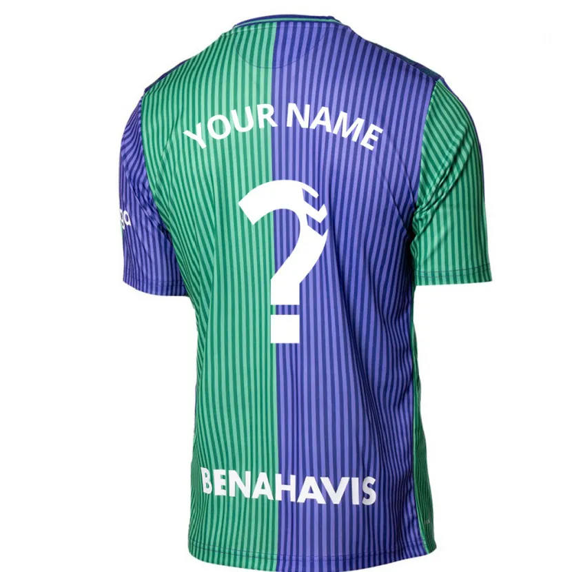 Danxen Niño Camiseta Su Nombre #0 Verde Azul 2ª Equipación 2023/24 La Camisa