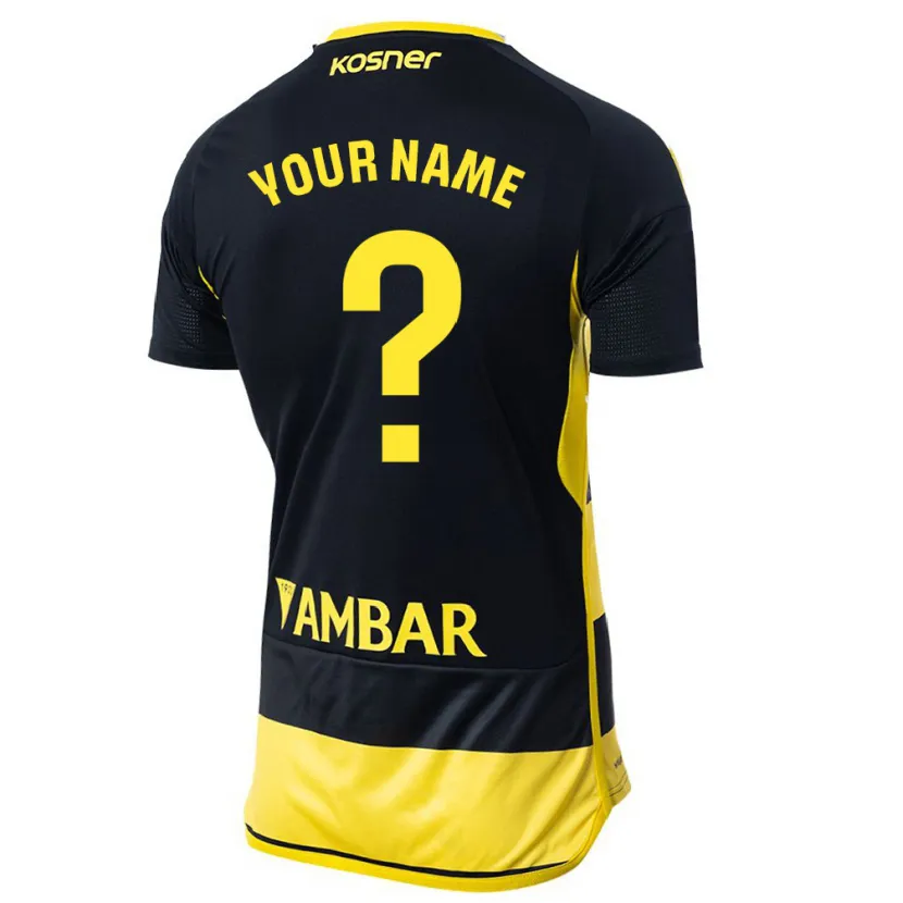 Danxen Niño Camiseta Su Nombre #0 Negro Amarillo 2ª Equipación 2023/24 La Camisa