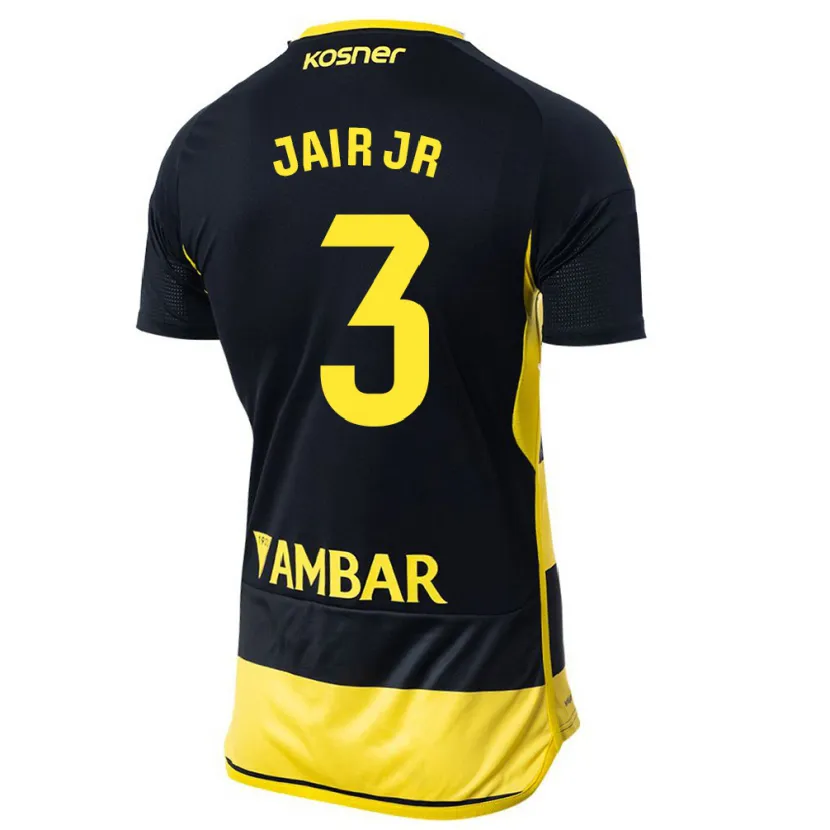 Danxen Niño Camiseta Jair Amador #3 Negro Amarillo 2ª Equipación 2023/24 La Camisa