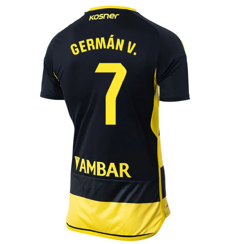 Danxen Niño Camiseta Germán Valera #7 Negro Amarillo 2ª Equipación 2023/24 La Camisa