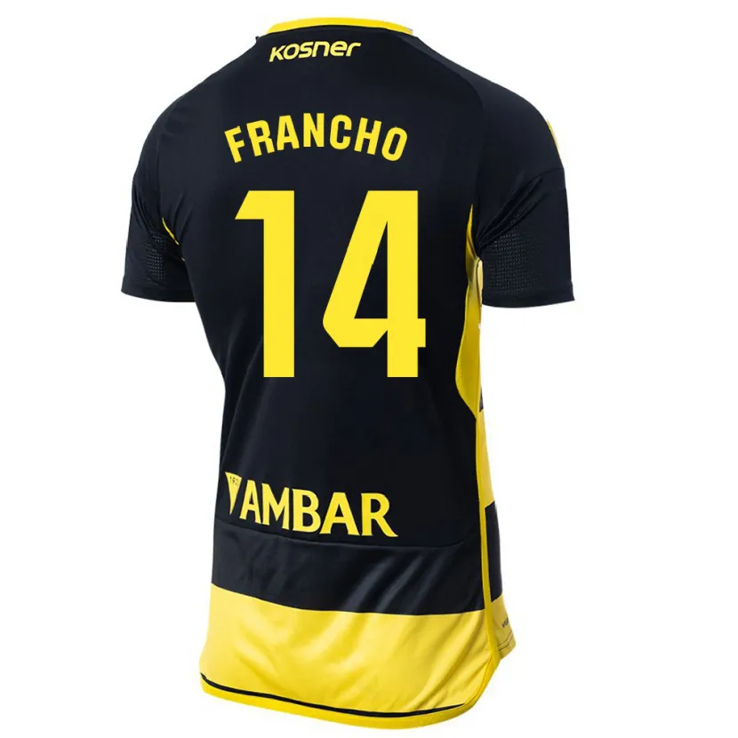 Danxen Niño Camiseta Francho Serrano #14 Negro Amarillo 2ª Equipación 2023/24 La Camisa