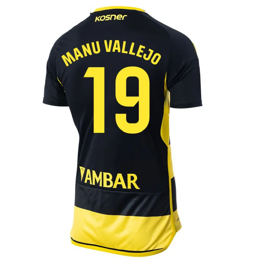 Danxen Niño Camiseta Manu Vallejo #19 Negro Amarillo 2ª Equipación 2023/24 La Camisa