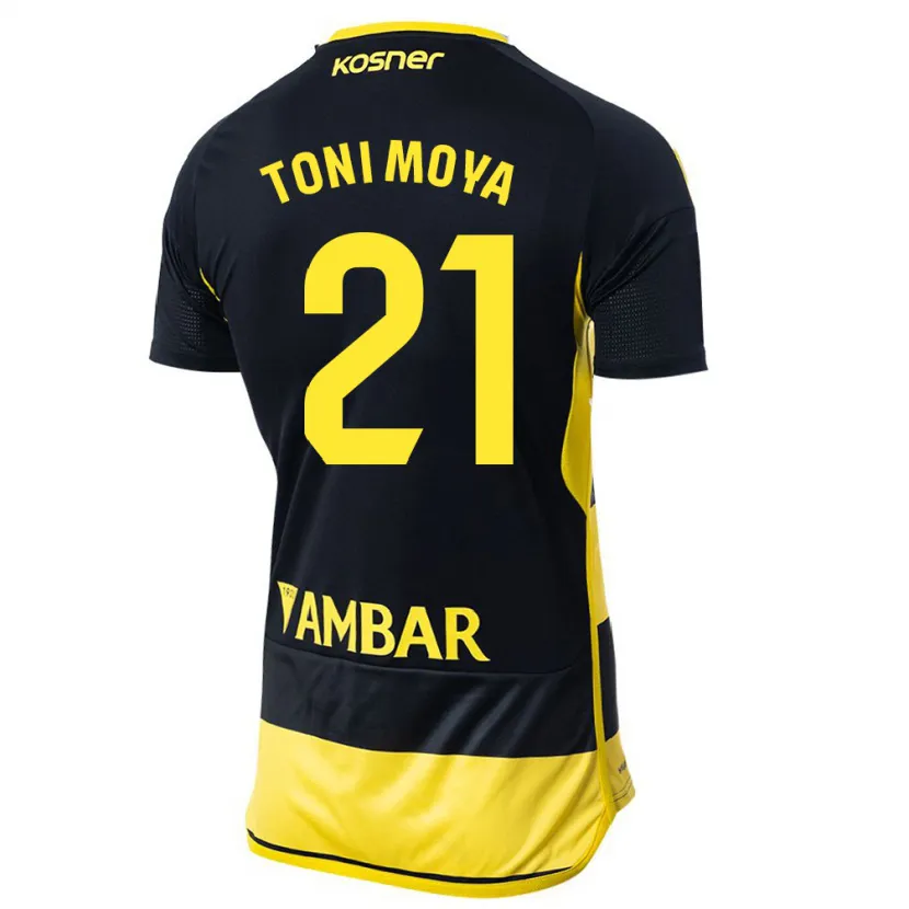 Danxen Niño Camiseta Toni Moya #21 Negro Amarillo 2ª Equipación 2023/24 La Camisa