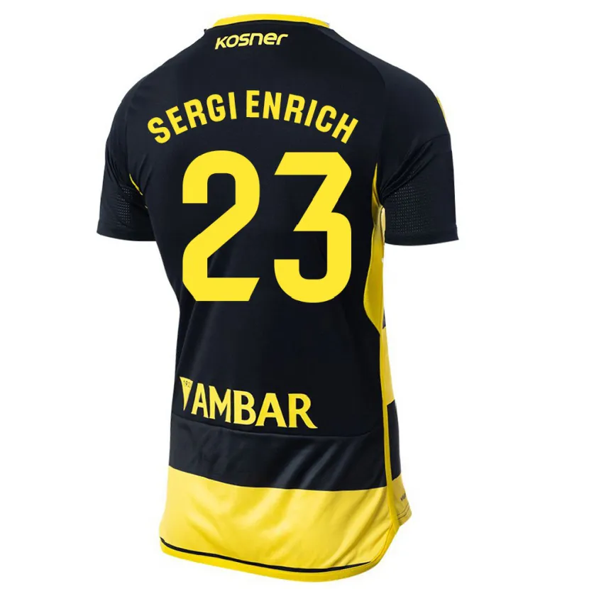 Danxen Niño Camiseta Sergi Enrich #23 Negro Amarillo 2ª Equipación 2023/24 La Camisa