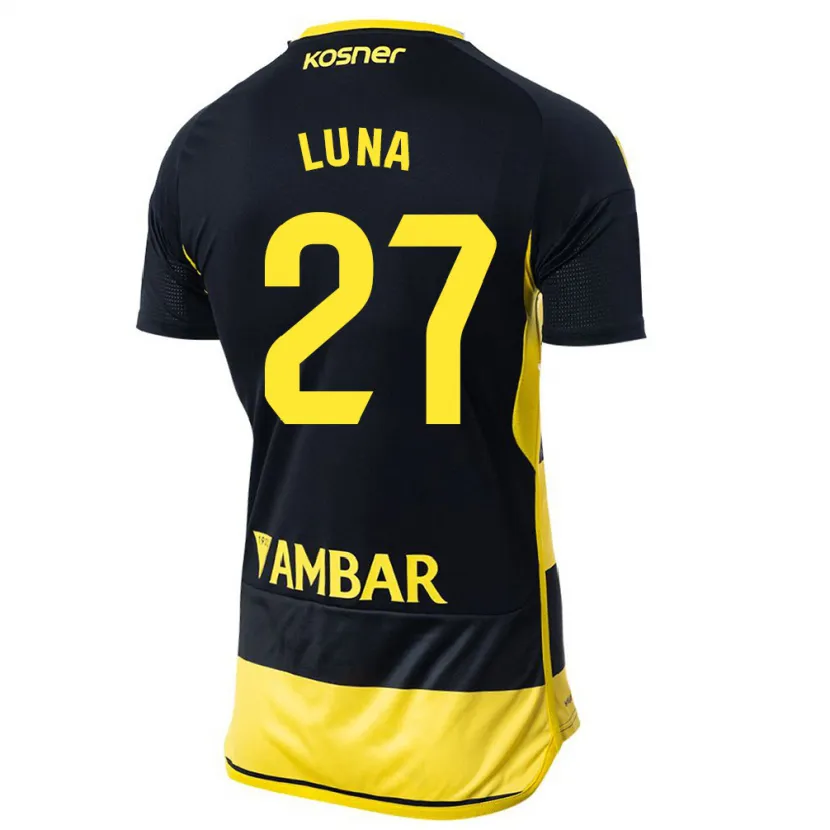 Danxen Niño Camiseta Marcos Luna #27 Negro Amarillo 2ª Equipación 2023/24 La Camisa