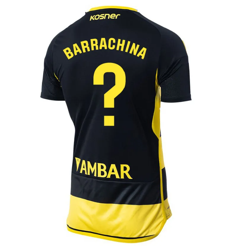 Danxen Niño Camiseta Hugo Barrachina #0 Negro Amarillo 2ª Equipación 2023/24 La Camisa