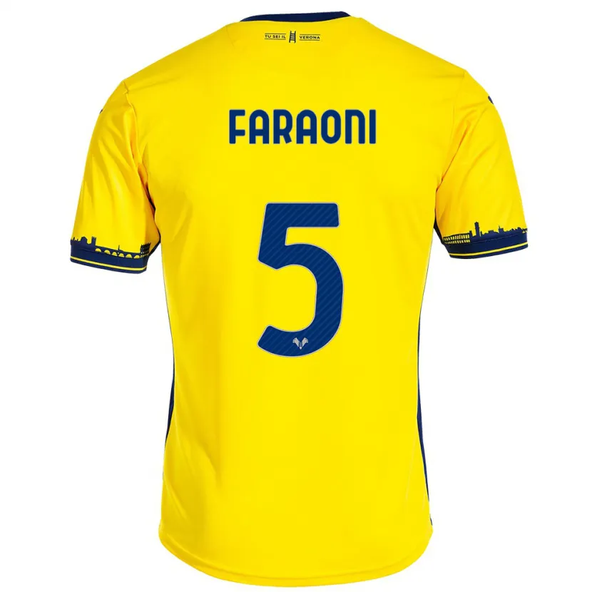 Danxen Niño Camiseta Davide Faraoni #5 Amarillo 2ª Equipación 2023/24 La Camisa