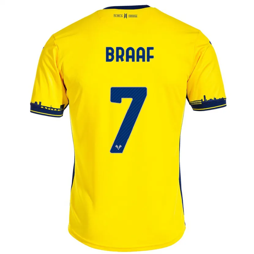 Danxen Niño Camiseta Jayden Braaf #7 Amarillo 2ª Equipación 2023/24 La Camisa