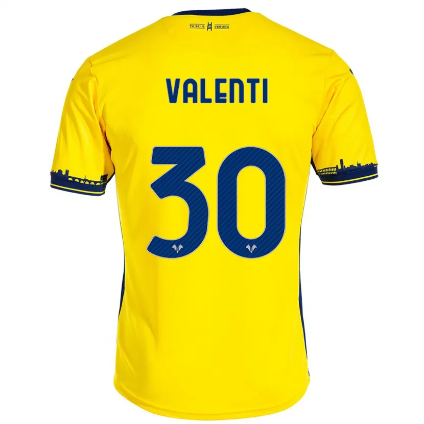 Danxen Niño Camiseta Francesco Valenti #30 Amarillo 2ª Equipación 2023/24 La Camisa