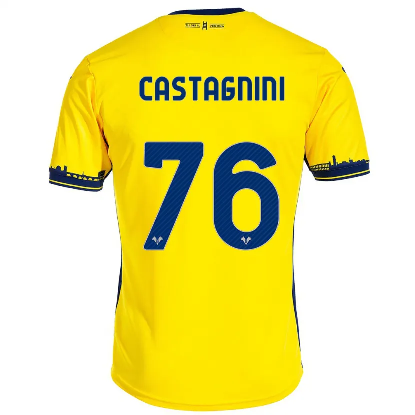 Danxen Niño Camiseta Mirko Castagnini #76 Amarillo 2ª Equipación 2023/24 La Camisa