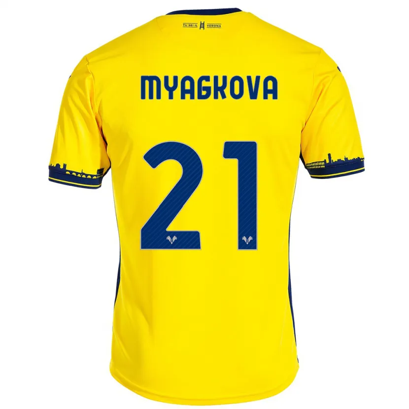 Danxen Niño Camiseta Alina Myagkova #21 Amarillo 2ª Equipación 2023/24 La Camisa