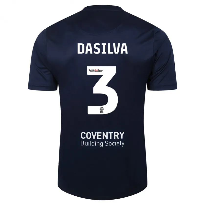 Danxen Niño Camiseta Jay Dasilva #3 Rojo Azul Marino 2ª Equipación 2023/24 La Camisa