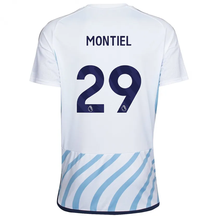 Danxen Niño Camiseta Gonzalo Montiel #29 Blanco Azul 2ª Equipación 2023/24 La Camisa