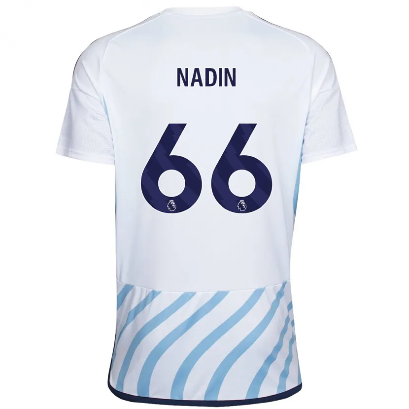 Danxen Niño Camiseta Jack Nadin #66 Blanco Azul 2ª Equipación 2023/24 La Camisa