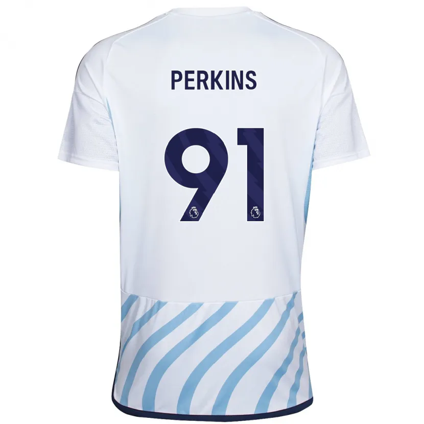 Danxen Niño Camiseta Jack Perkins #91 Blanco Azul 2ª Equipación 2023/24 La Camisa