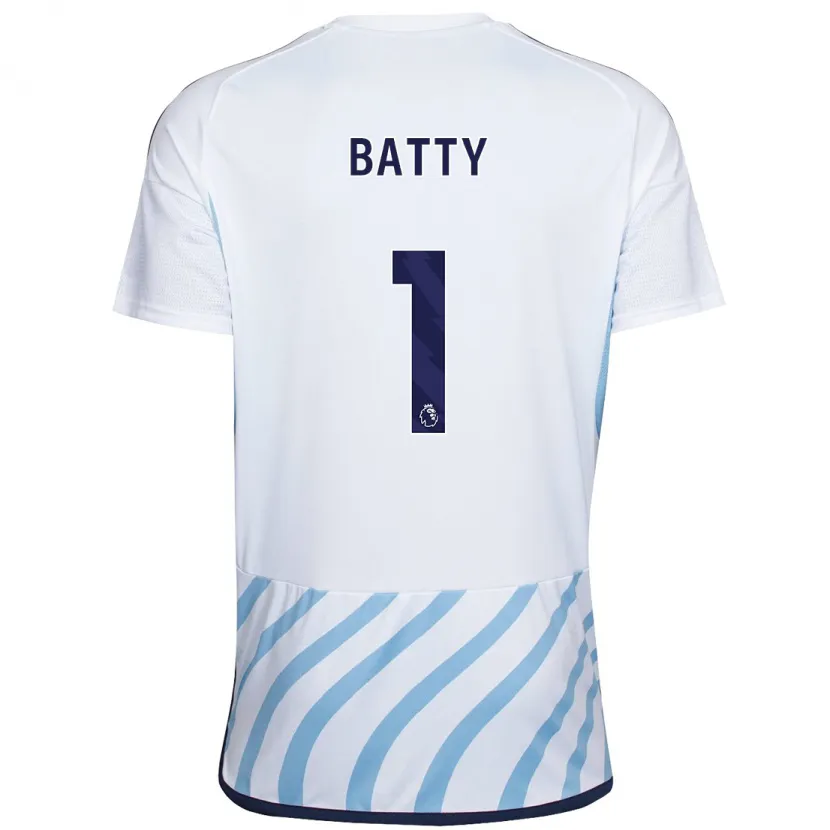 Danxen Niño Camiseta Emily Batty #1 Blanco Azul 2ª Equipación 2023/24 La Camisa