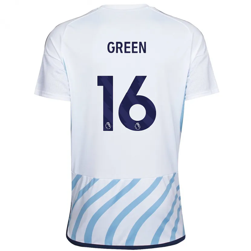 Danxen Niño Camiseta Mollie Green #16 Blanco Azul 2ª Equipación 2023/24 La Camisa