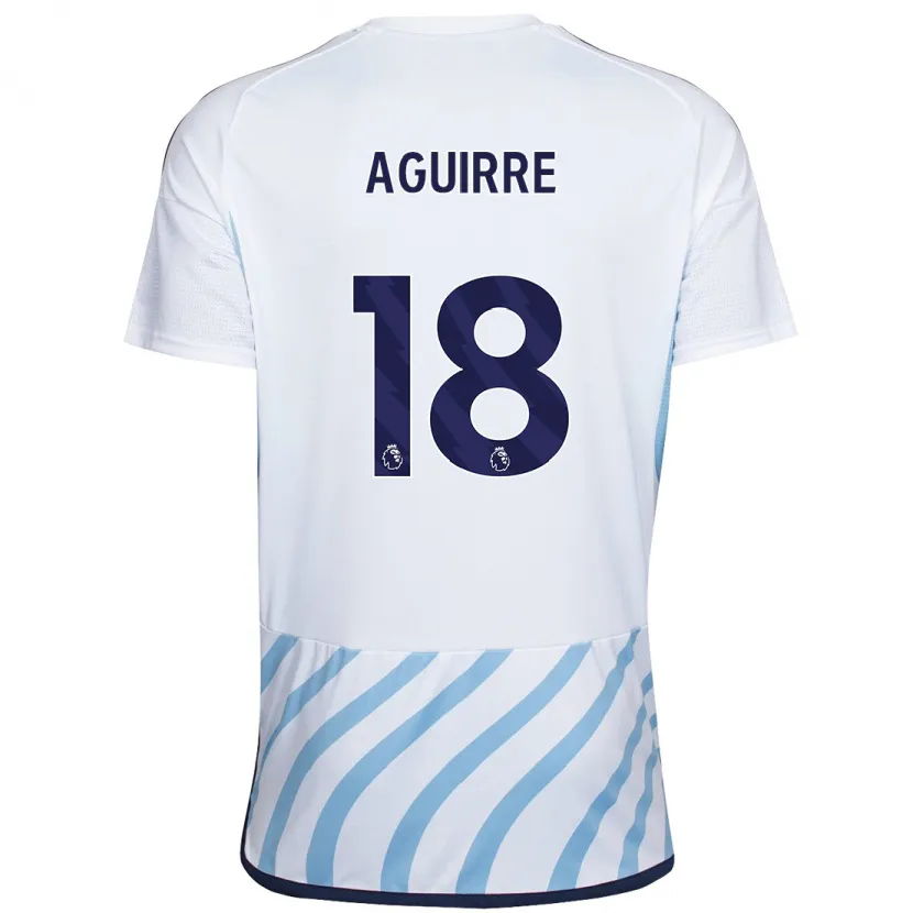 Danxen Niño Camiseta Aja Aguirre #18 Blanco Azul 2ª Equipación 2023/24 La Camisa