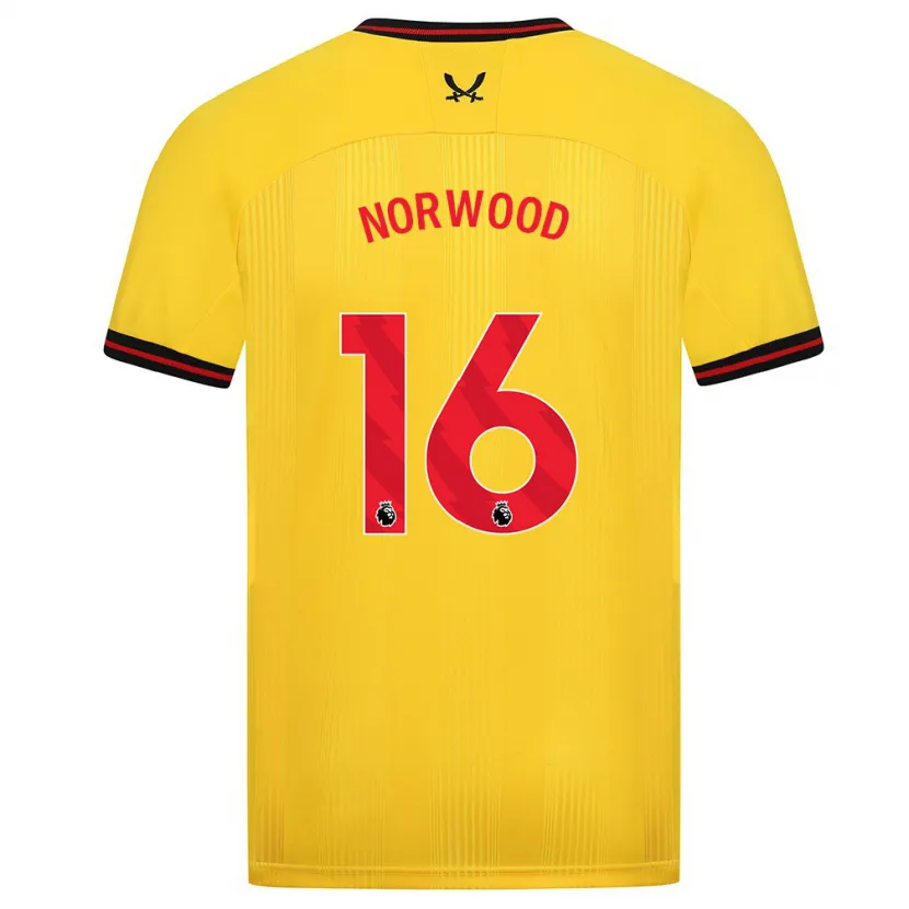 Danxen Niño Camiseta Oliver Norwood #16 Amarillo 2ª Equipación 2023/24 La Camisa