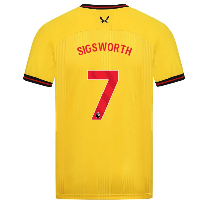 Danxen Niño Camiseta Jess Sigsworth #7 Amarillo 2ª Equipación 2023/24 La Camisa