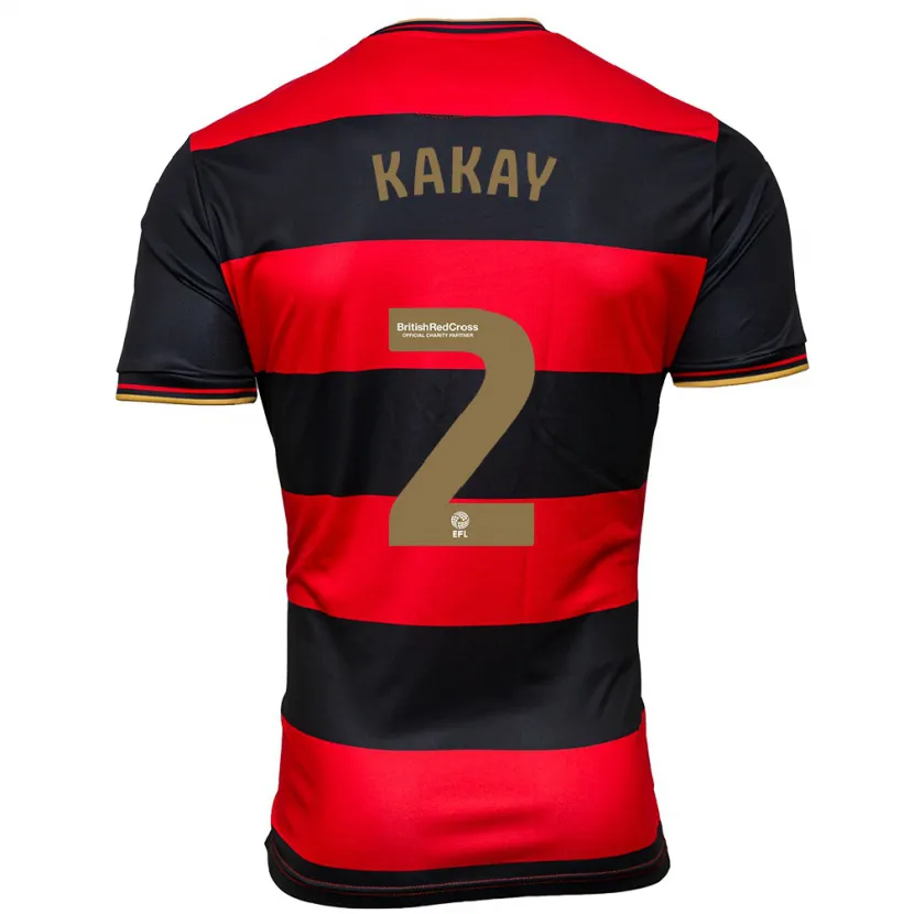 Danxen Niño Camiseta Osman Kakay #2 Negro Rojo 2ª Equipación 2023/24 La Camisa