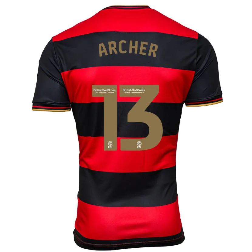 Danxen Niño Camiseta Jordan Archer #13 Negro Rojo 2ª Equipación 2023/24 La Camisa