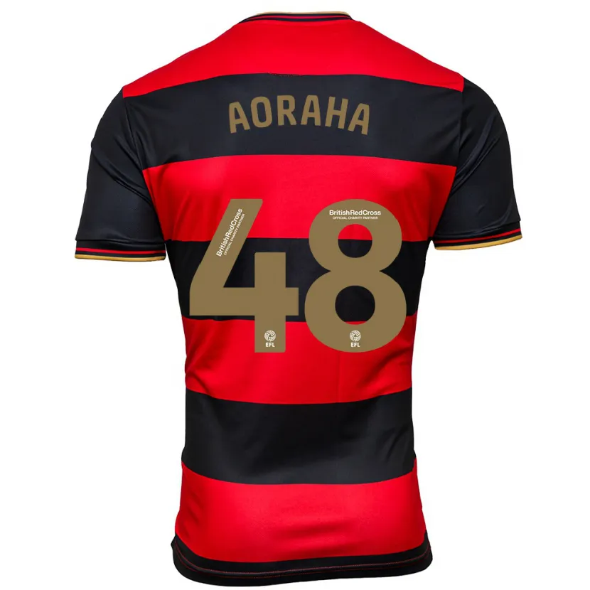 Danxen Niño Camiseta Alexander Aoraha #48 Negro Rojo 2ª Equipación 2023/24 La Camisa