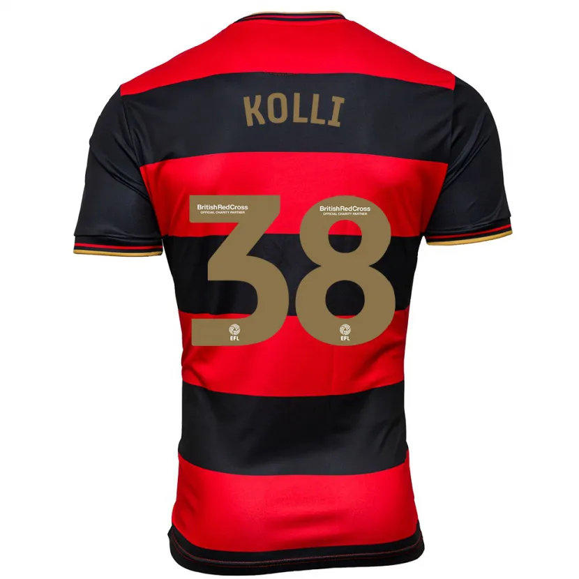 Danxen Niño Camiseta Rayan Kolli #38 Negro Rojo 2ª Equipación 2023/24 La Camisa