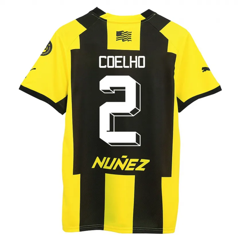 Danxen Hombre Camiseta Léo Coelho #2 Amarillo Negro 1ª Equipación 2023/24 La Camisa