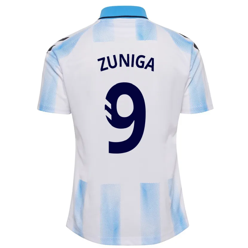 Danxen Hombre Camiseta Loren Zúñiga #9 Blanco Azul 1ª Equipación 2023/24 La Camisa