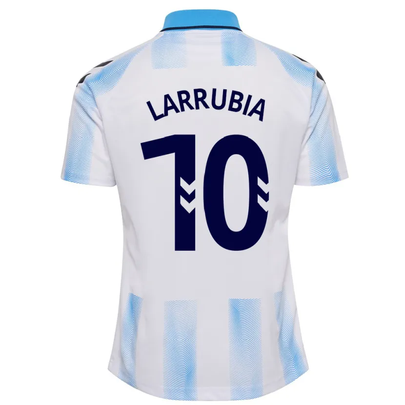 Danxen Hombre Camiseta David Larrubia #10 Blanco Azul 1ª Equipación 2023/24 La Camisa