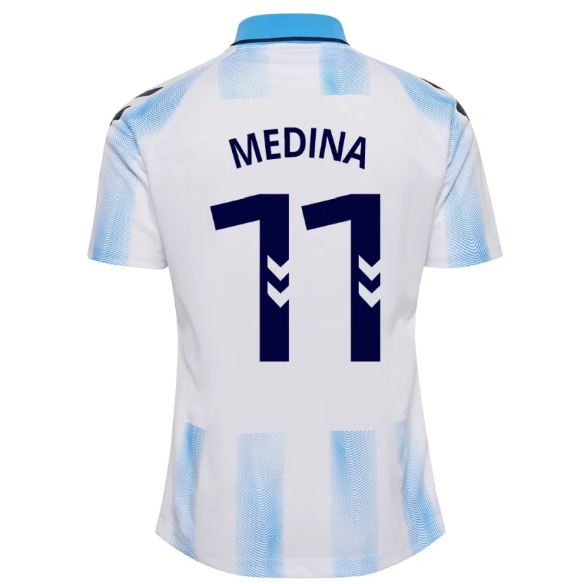 Danxen Hombre Camiseta Kevin Medina #11 Blanco Azul 1ª Equipación 2023/24 La Camisa