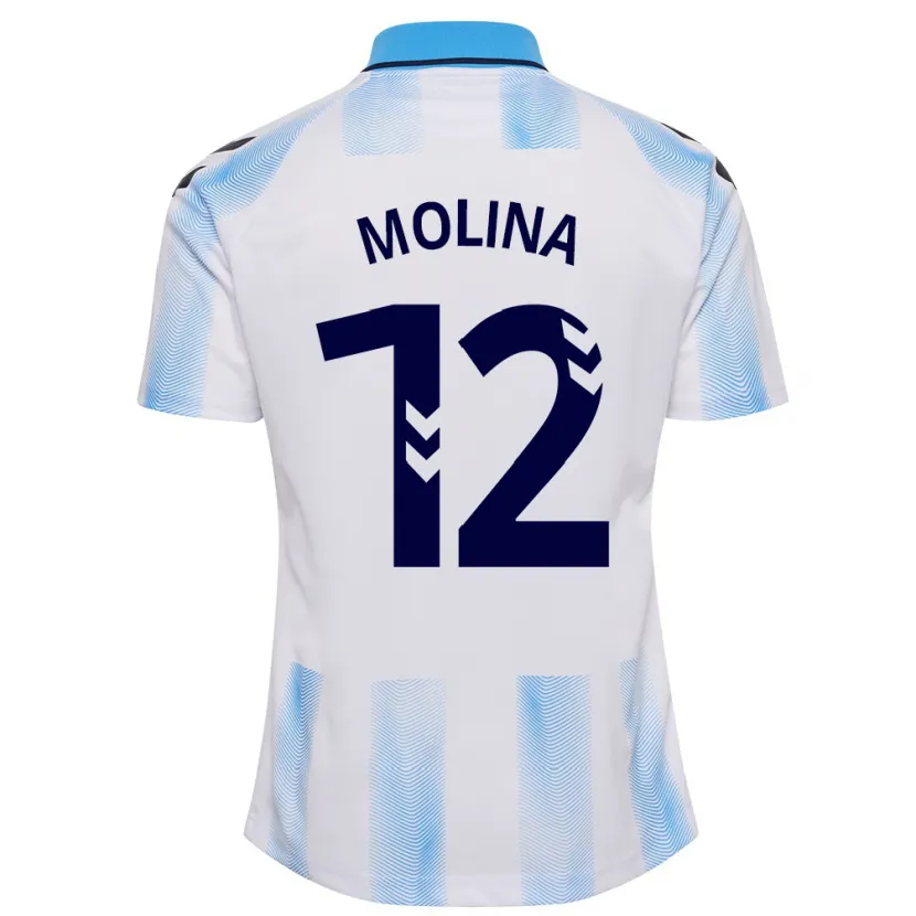 Danxen Hombre Camiseta Manu Molina #12 Blanco Azul 1ª Equipación 2023/24 La Camisa