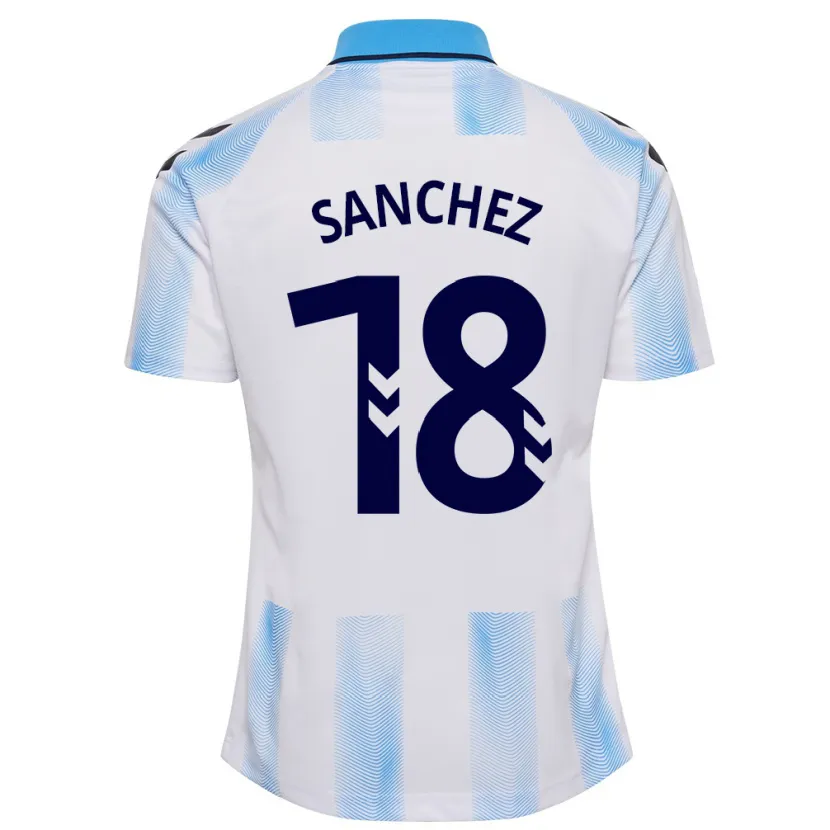 Danxen Hombre Camiseta Dani Sánchez #18 Blanco Azul 1ª Equipación 2023/24 La Camisa