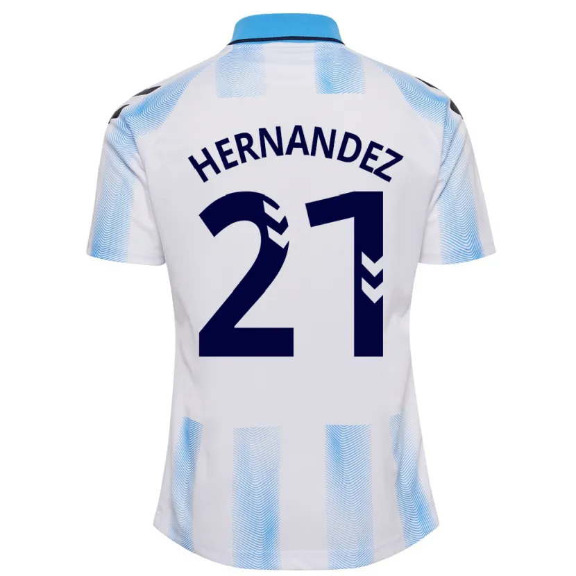 Danxen Hombre Camiseta Juan Hernández #21 Blanco Azul 1ª Equipación 2023/24 La Camisa