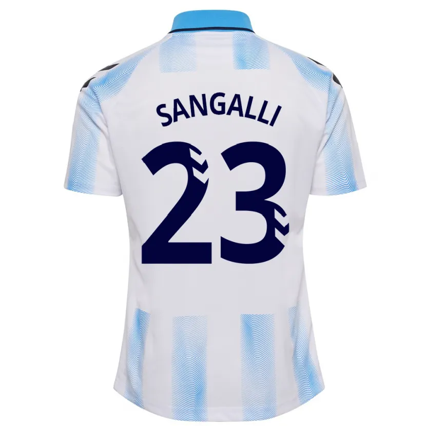 Danxen Hombre Camiseta Luca Sangalli #23 Blanco Azul 1ª Equipación 2023/24 La Camisa