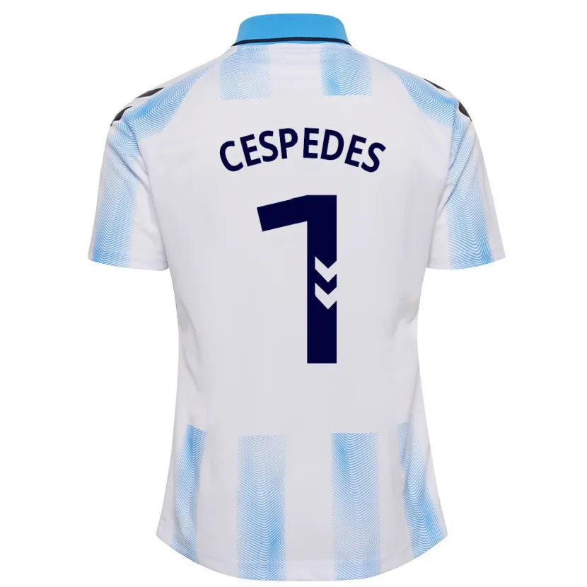 Danxen Hombre Camiseta Andrés Céspedes #1 Blanco Azul 1ª Equipación 2023/24 La Camisa