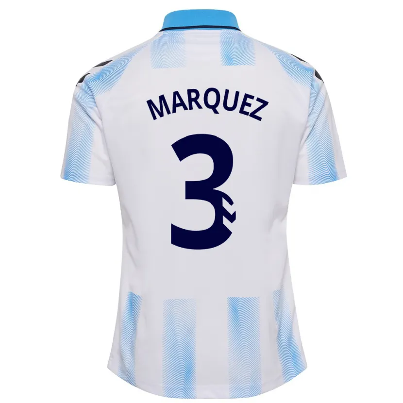 Danxen Hombre Camiseta David Márquez #3 Blanco Azul 1ª Equipación 2023/24 La Camisa