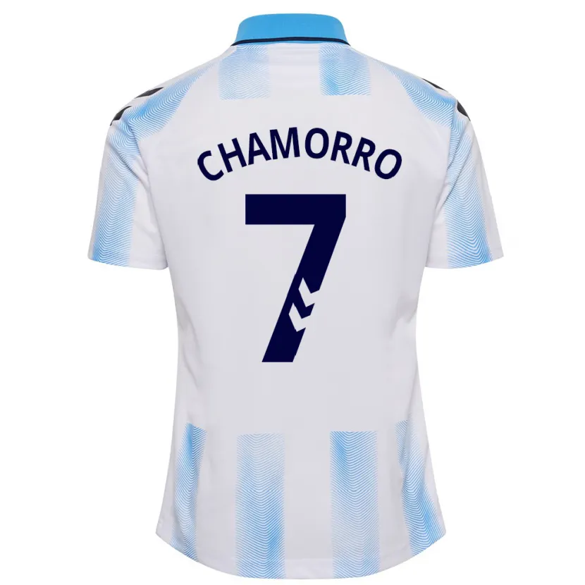 Danxen Hombre Camiseta Alexis Chamorro #7 Blanco Azul 1ª Equipación 2023/24 La Camisa