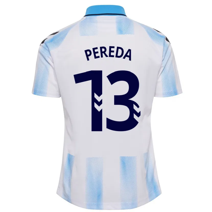 Danxen Hombre Camiseta Adrián Pereda #13 Blanco Azul 1ª Equipación 2023/24 La Camisa